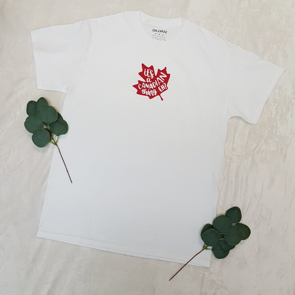 "It's A Canadian Thing, Eh?" Leaf Print Crew Neck T-Shirt